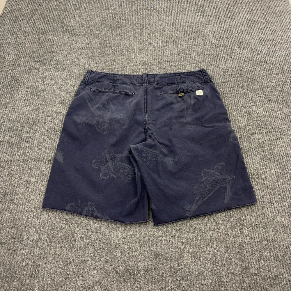 American Eagle Cut Offs Shorts Mens 32 Navy Cotton Mermaid Print Casual Summer